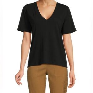 Vince Black Linen Blend Tee. XS